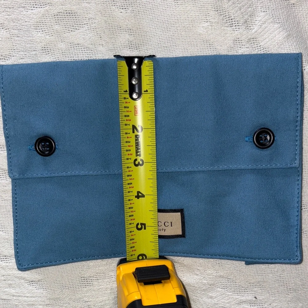 BNWOT BLUE Canvas Buttoned Pouch By Gucci Beauty